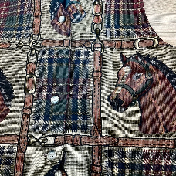 Vintage Equestrian/Horse Theme Vest- Size L - Picture 2 of 6